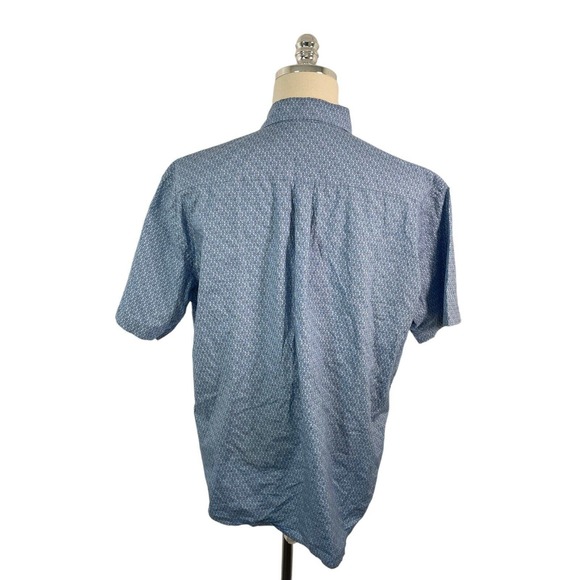 Peter Millar Men's XL Blue Wrist Watch Print Short Sleeve Button Front Shirt - Picture 5 of 10